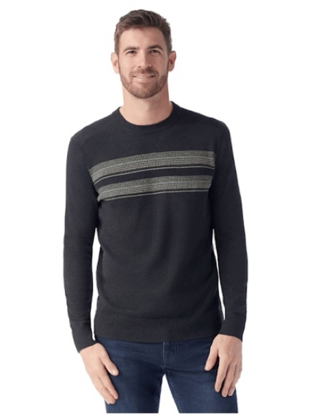 Smartwool Men's Sparwood Stripe Crew Sweater Men's Size XL Charcoal-Winter Moss
